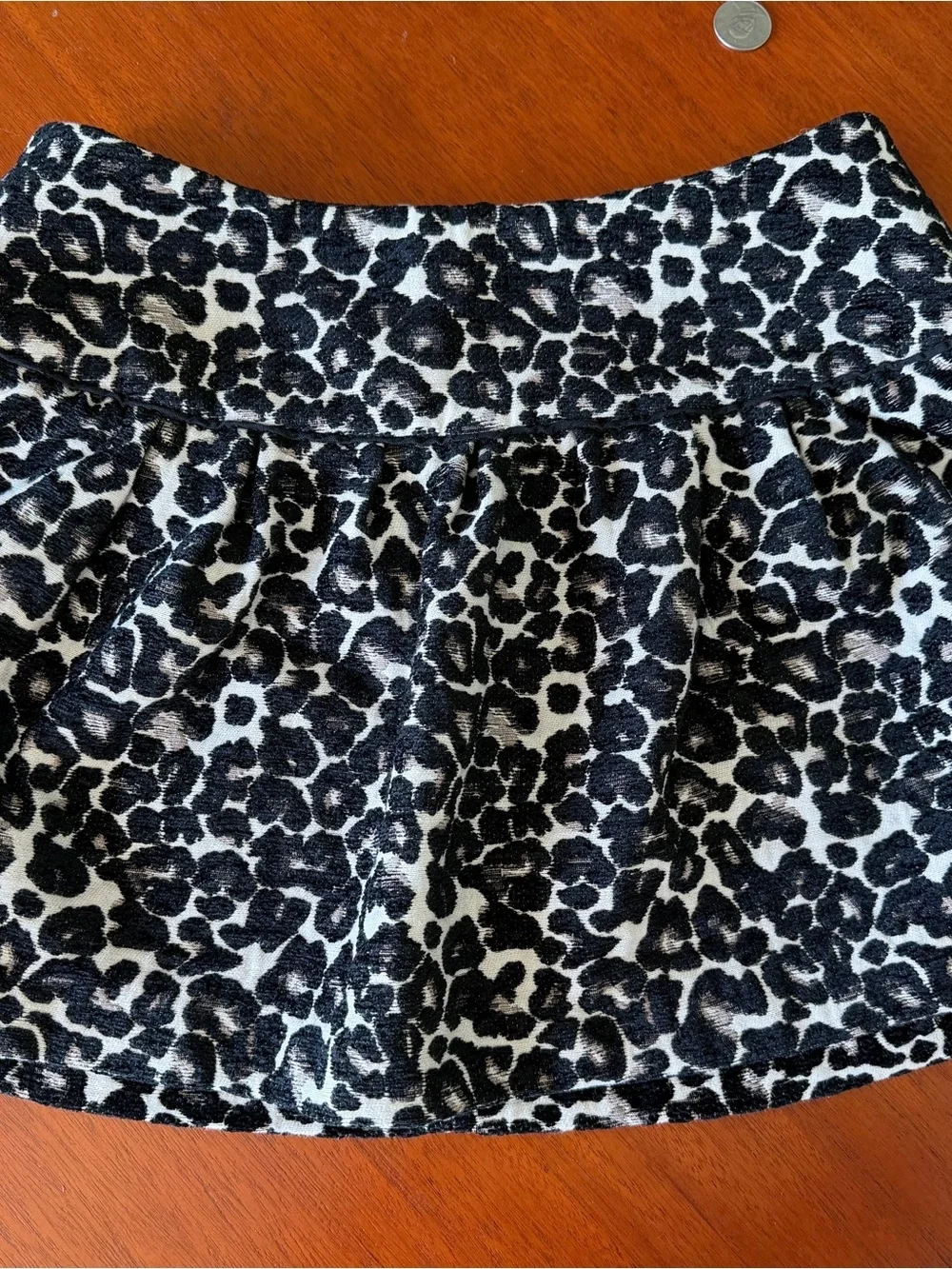 Scotch & Soda Black and White Leopard Brocade Skater Skirt Sz 1 M-17